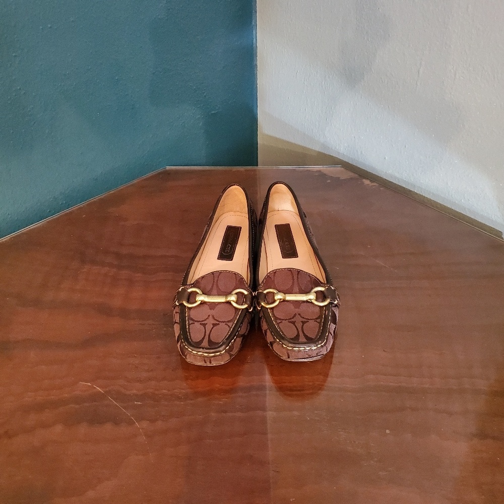 Coach Flats Classic Pattern W/ Gold Accents